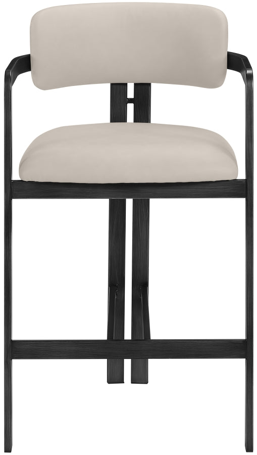 Aurum Vegan Leather Upholstered And Matte Black Iron Frame Counter Stool — 88096-C - Taupe - 88096Taupe-C alternate view 2