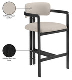 Aurum Vegan Leather Upholstered And Matte Black Iron Frame Counter Stool — 88096-C - Taupe - 88096Taupe-C Infographic