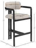 Aurum Vegan Leather Upholstered And Matte Black Iron Frame Counter Stool — 88096-C - Taupe - 88096Taupe-C Dim