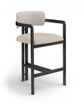 Aurum Vegan Leather Upholstered And Matte Black Iron Frame Counter Stool — 88096-C - Taupe - 88096Taupe-C