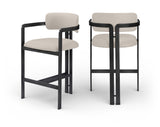 Aurum Vegan Leather Upholstered And Matte Black Iron Frame Counter Stool — 88096-C - Taupe - 88096Taupe-C Double Chair