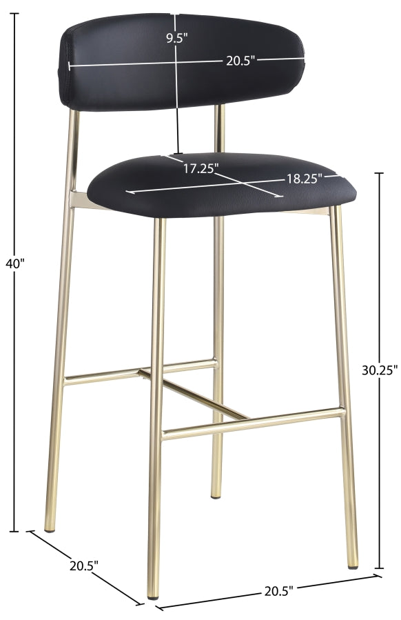 Lupita Vegan Leather Upholstered Bar Stool — 833-C - Black - 833Black-C Dim