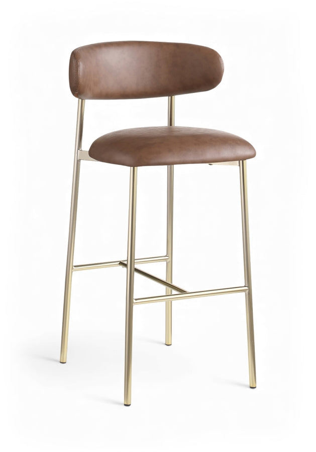 Lupita Vegan Leather Upholstered Bar Stool — 833-C - Brown - 833Brown-C