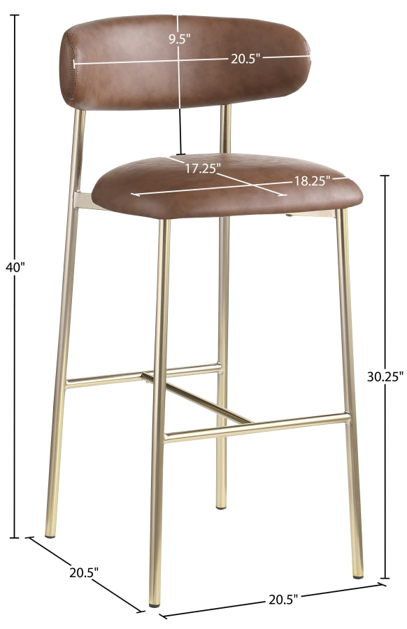 Lupita Vegan Leather Upholstered Bar Stool — 833-C - Brown - 833Brown-C Dim