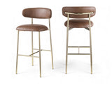 Lupita Vegan Leather Upholstered Bar Stool — 833-C - Brown - 833Brown-C Double Chair