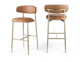 Lupita Vegan Leather Upholstered Bar Stool — 833-C - Cognac - 833Cognac-C Double Chair