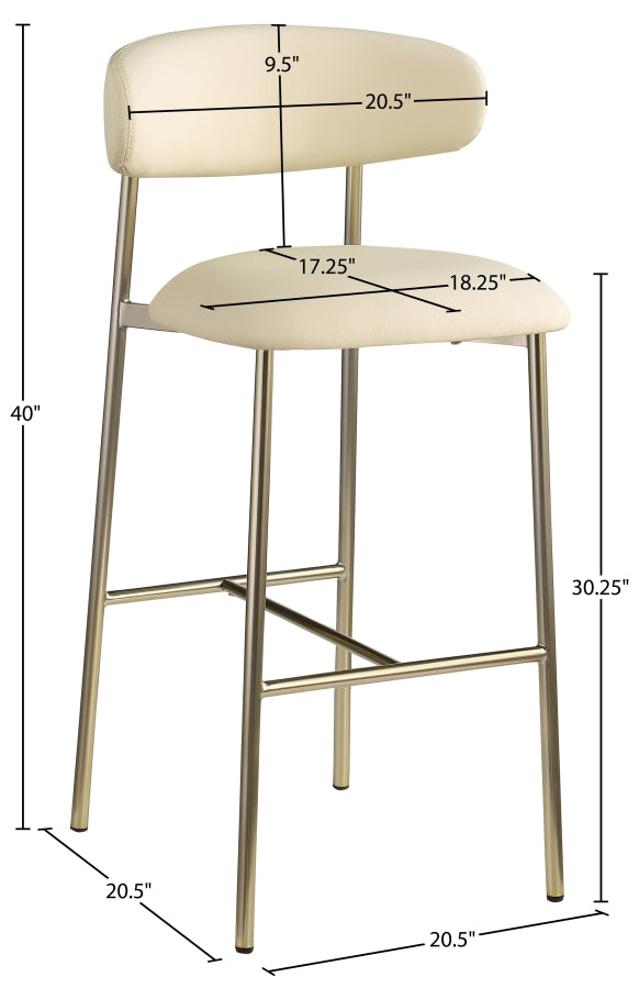 Lupita Vegan Leather Upholstered Bar Stool — 833-C - Cream - 833Cream-C Dim