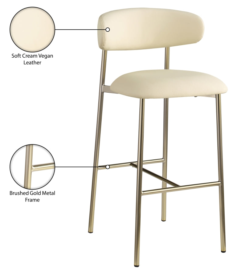 Lupita Vegan Leather Upholstered Bar Stool — 833-C - Cream - 833Cream-C Infographic