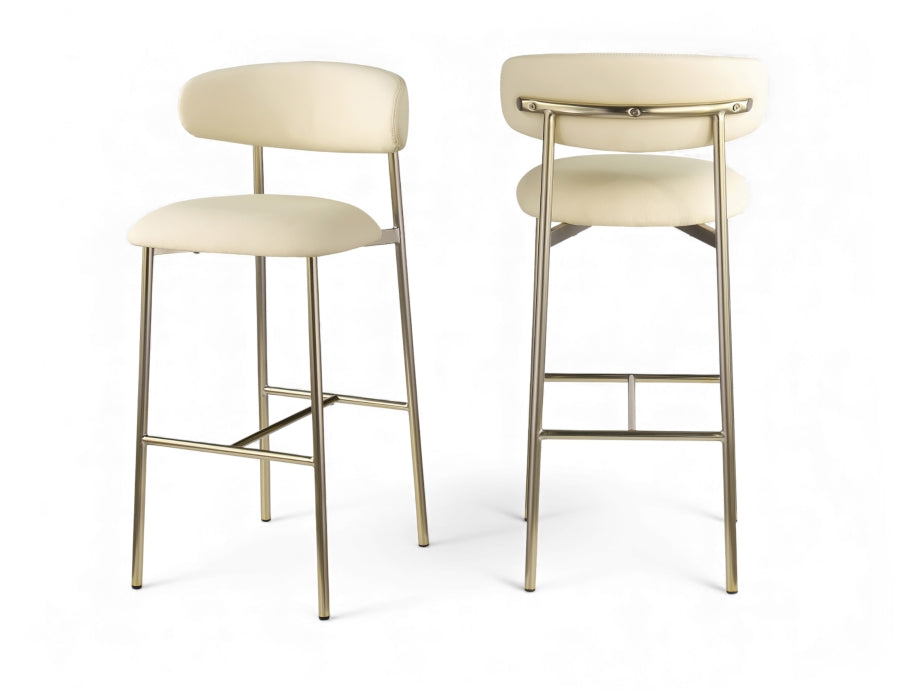 Lupita Vegan Leather Upholstered Bar Stool — 833-C - Cream - 833Cream-C Double Chair