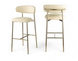 Lupita Vegan Leather Upholstered Bar Stool — 833-C - Cream - 833Cream-C Double Chair