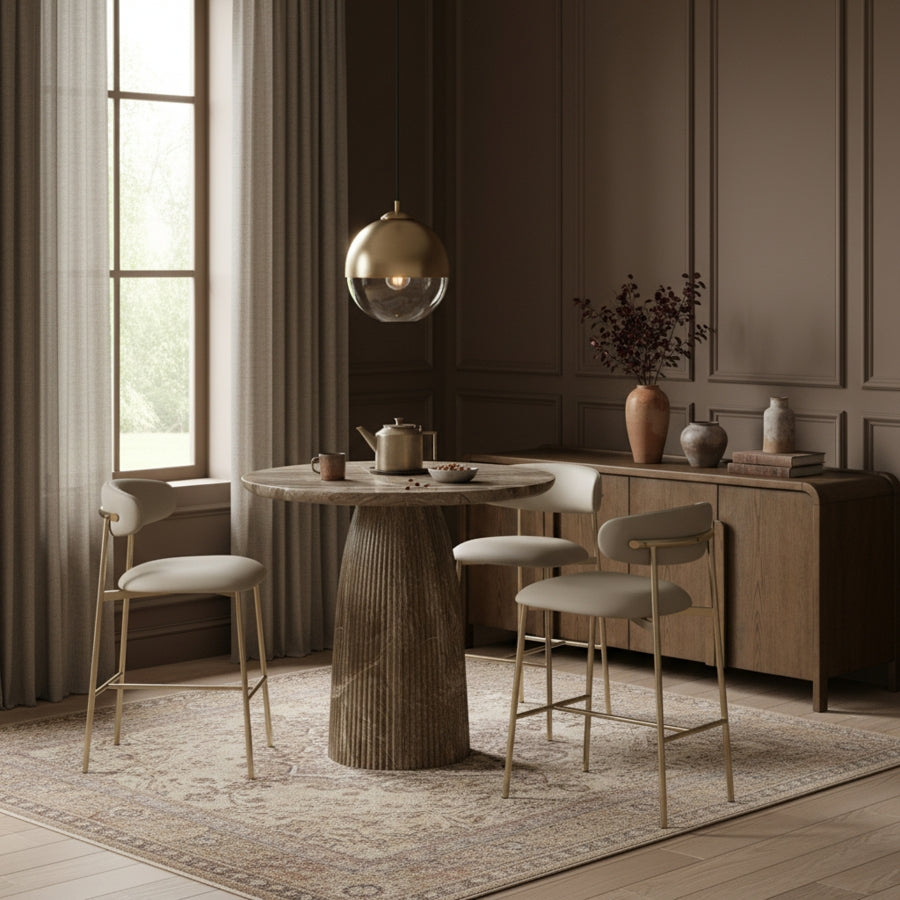 Lupita Vegan Leather Upholstered Bar Stool — 833-C - Taupe - 833Taupe-C alternate view 1