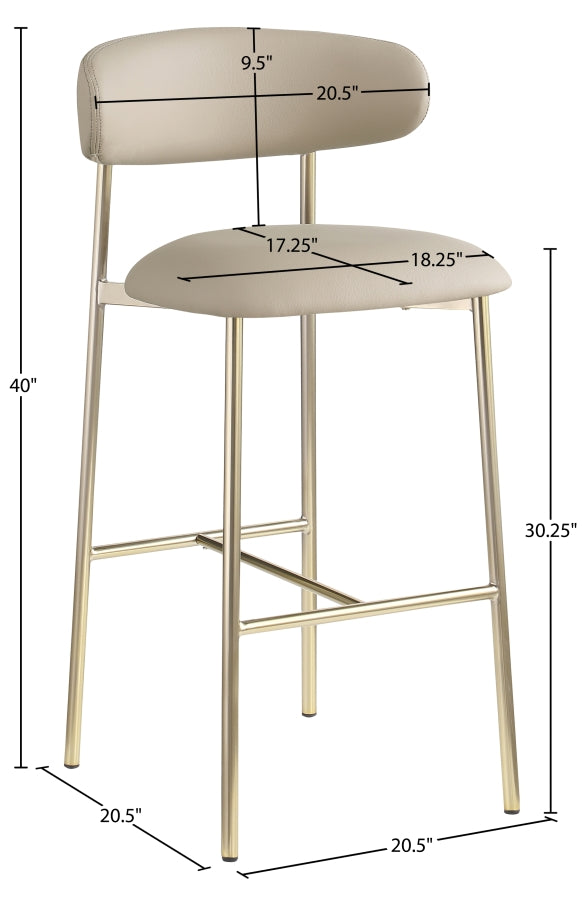 Lupita Vegan Leather Upholstered Bar Stool — 833-C - Taupe - 833Taupe-C Dim