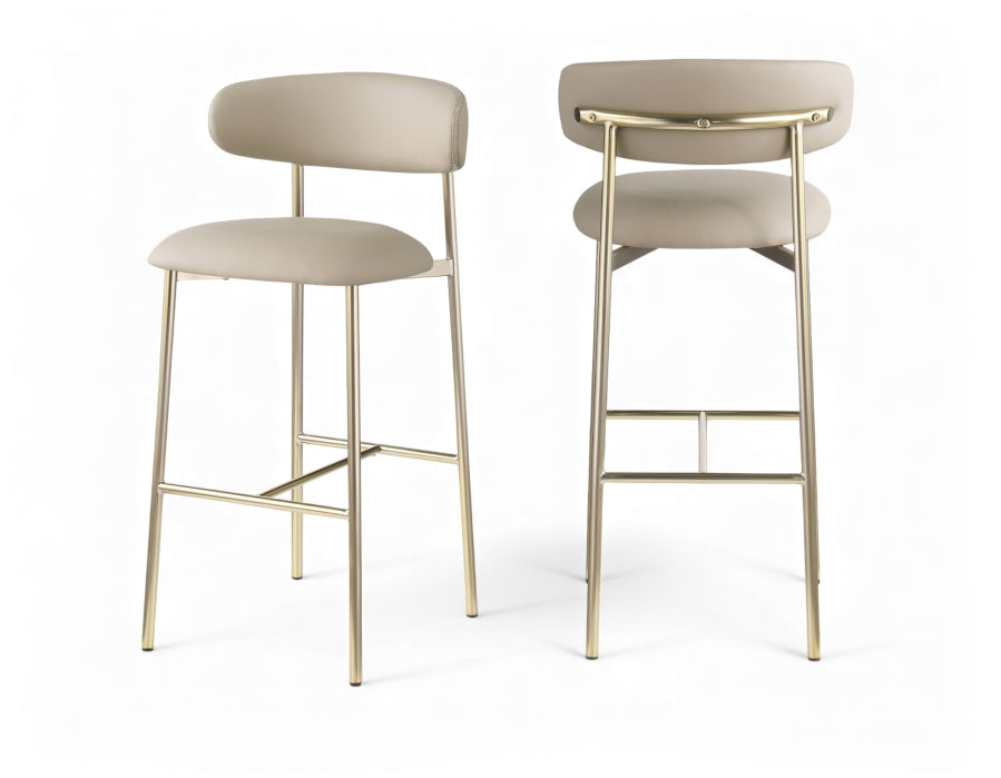 Lupita Vegan Leather Upholstered Bar Stool — 833-C - Taupe - 833Taupe-C Double Chair
