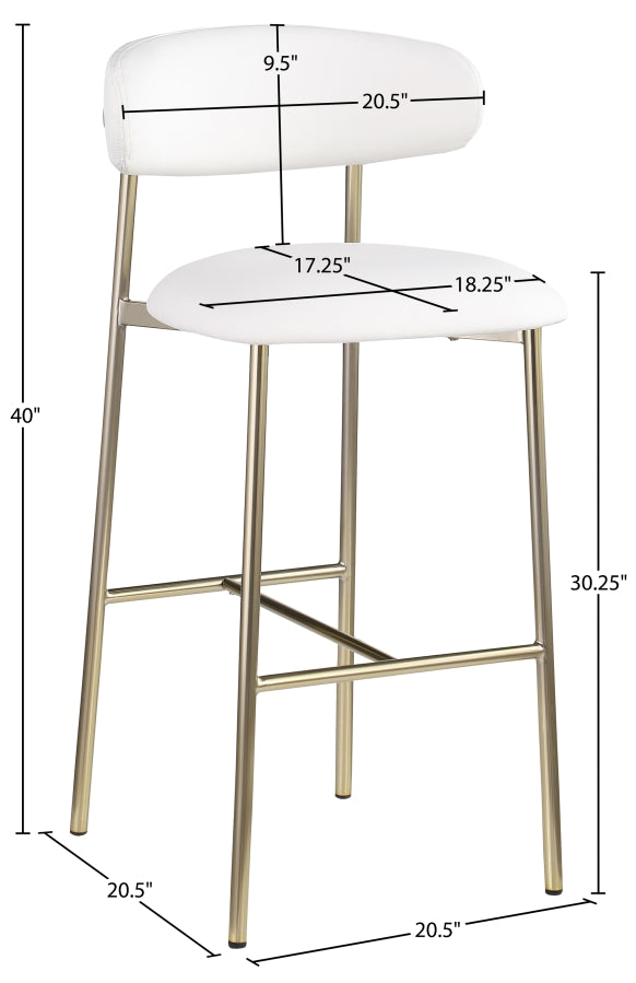 Lupita Vegan Leather Upholstered Bar Stool — 833-C - White - 833White-C Dim
