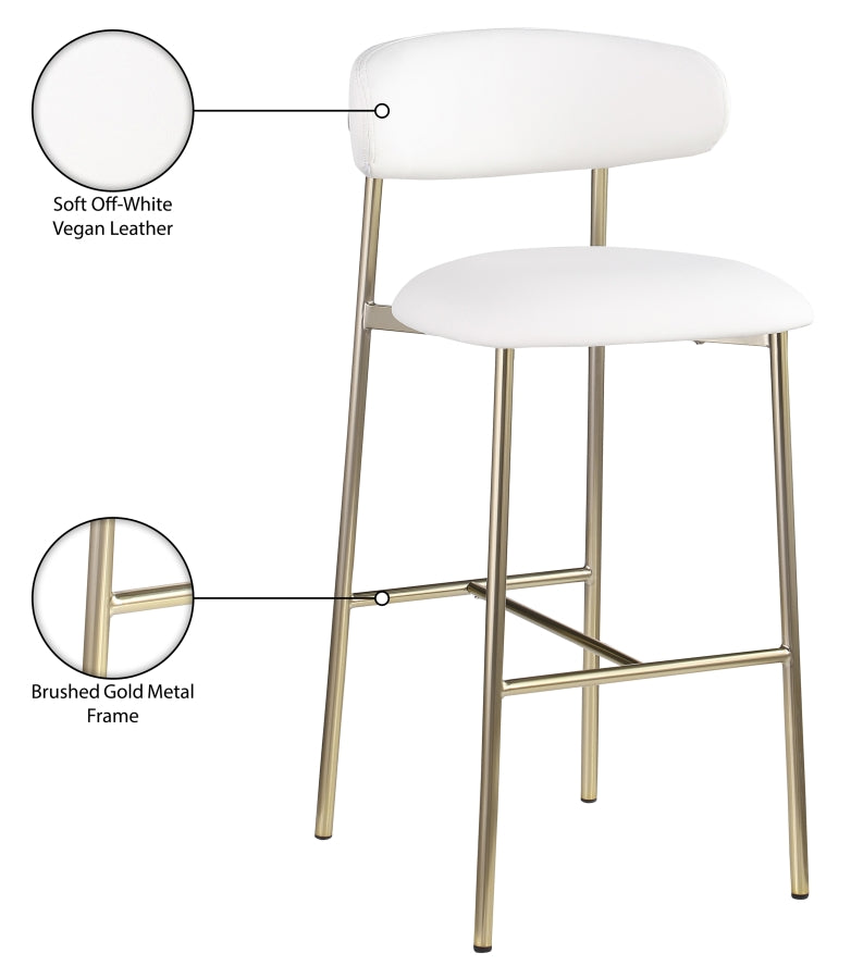 Lupita Vegan Leather Upholstered Bar Stool — 833-C - White - 833White-C Infographic