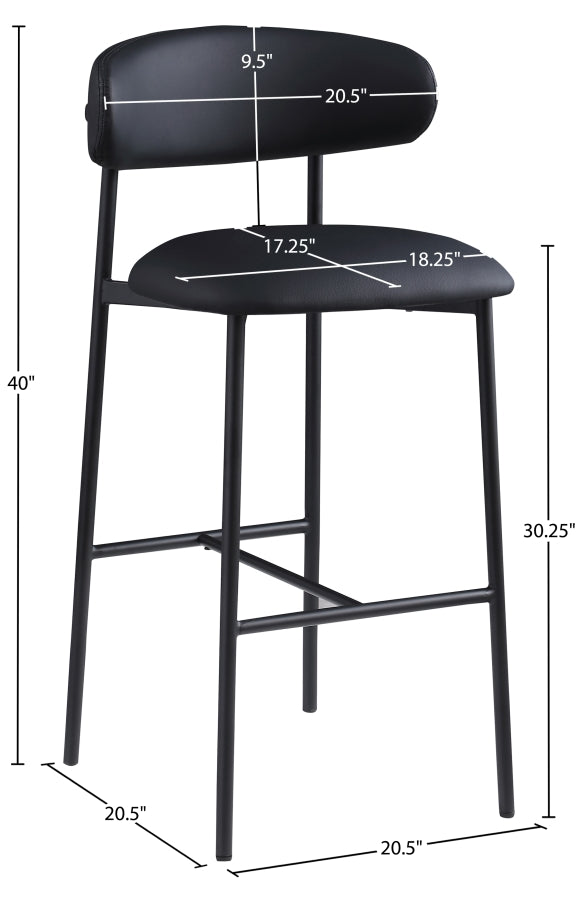 Lupita Vegan Leather Upholstered Bar Stool — 834-C - Black - 834Black-C Dim