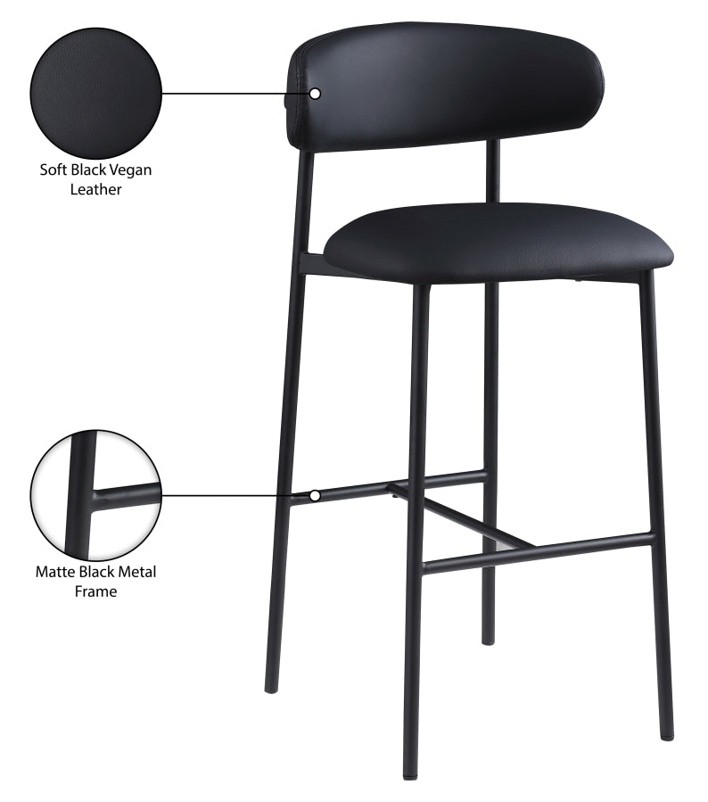 Lupita Vegan Leather Upholstered Bar Stool — 834-C - Black - 834Black-C Infographic