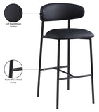 Lupita Vegan Leather Upholstered Bar Stool — 834-C - Black - 834Black-C Infographic