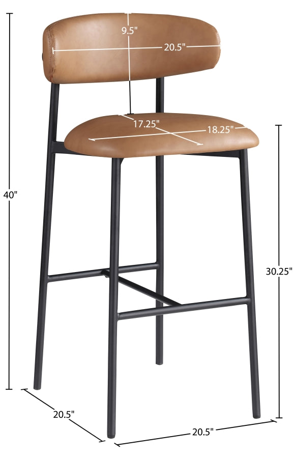Lupita Vegan Leather Upholstered Bar Stool — 834-C - Cognac - 834Cognac-C Dim