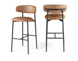 Lupita Vegan Leather Upholstered Bar Stool — 834-C - Cognac - 834Cognac-C Double Chair