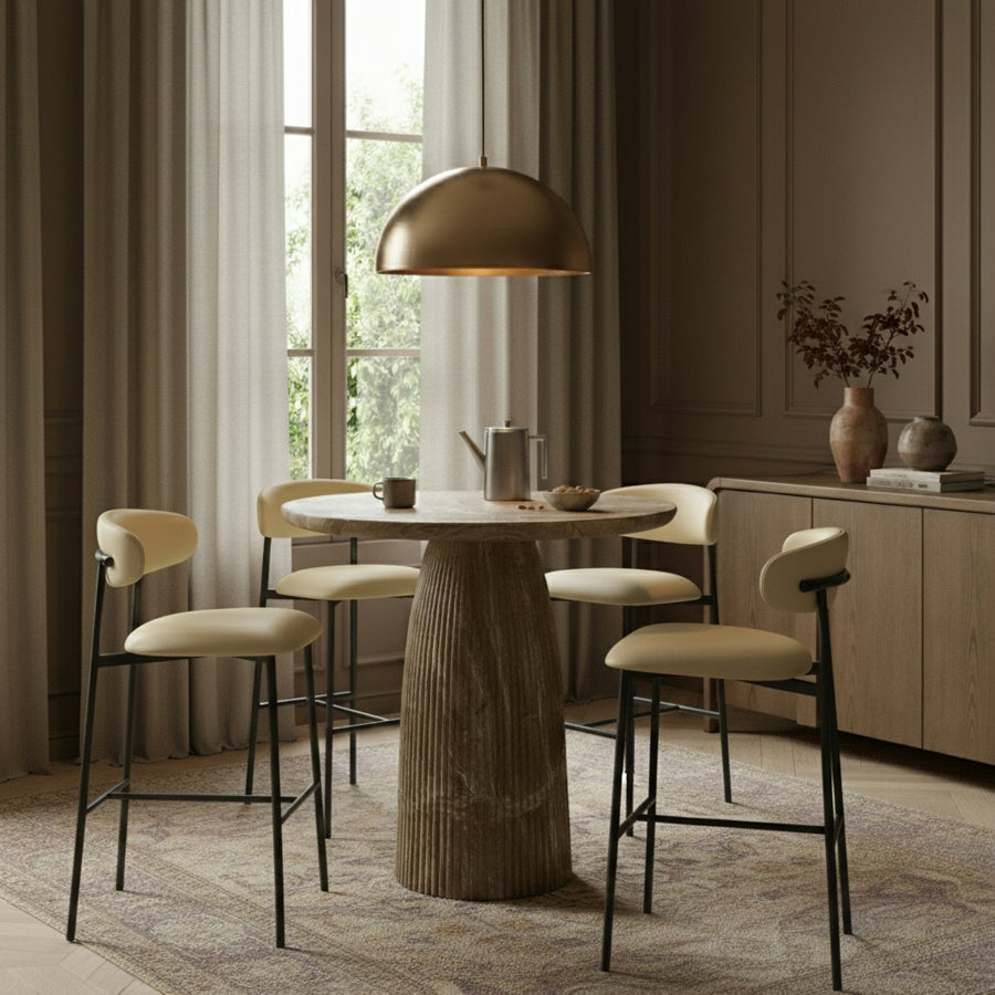 Lupita Vegan Leather Upholstered Bar Stool — 834-C - Cream - 834Cream-C alternate view 1