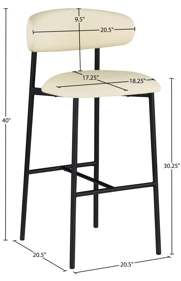 Lupita Vegan Leather Upholstered Bar Stool — 834-C - Cream - 834Cream-C Dim