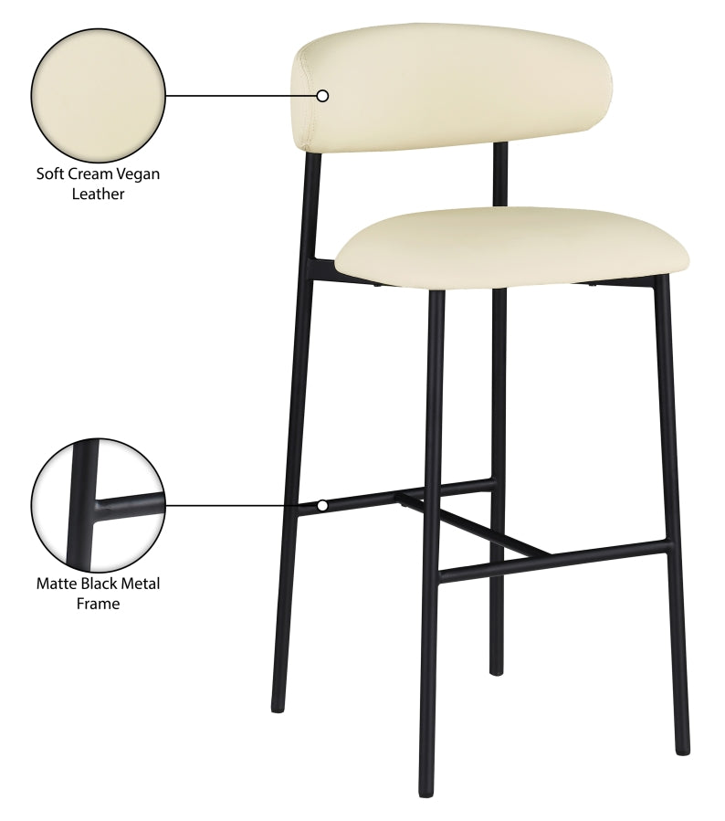 Lupita Vegan Leather Upholstered Bar Stool — 834-C - Cream - 834Cream-C Infographic