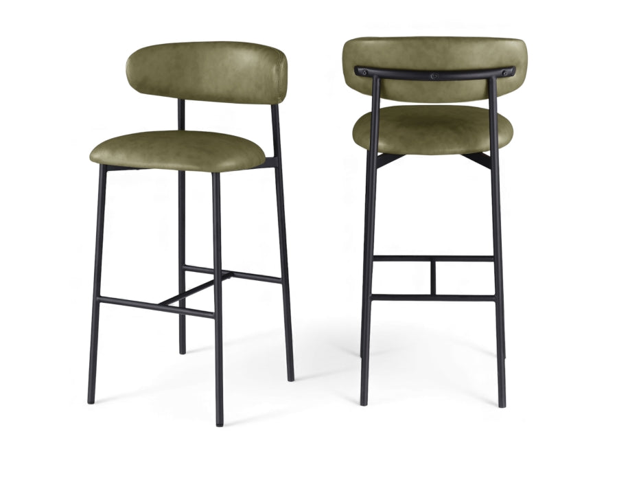 Lupita Vegan Leather Upholstered Bar Stool — 834-C - Olive - 834Olive-C Double Chair