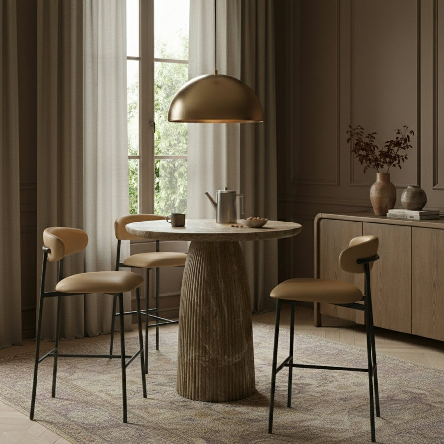 Lupita Vegan Leather Upholstered Bar Stool — 834-C - Tan - 834Tan-C alternate view 1