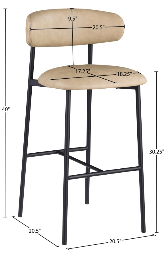 Lupita Vegan Leather Upholstered Bar Stool — 834-C - Tan - 834Tan-C Dim