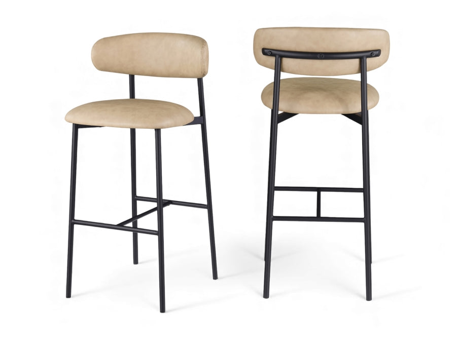 Lupita Vegan Leather Upholstered Bar Stool — 834-C - Tan - 834Tan-C Double Chair