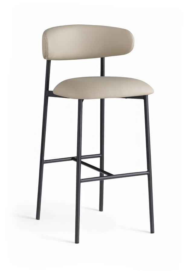 Lupita Vegan Leather Upholstered Bar Stool — 834-C - Taupe - 834Taupe-C
