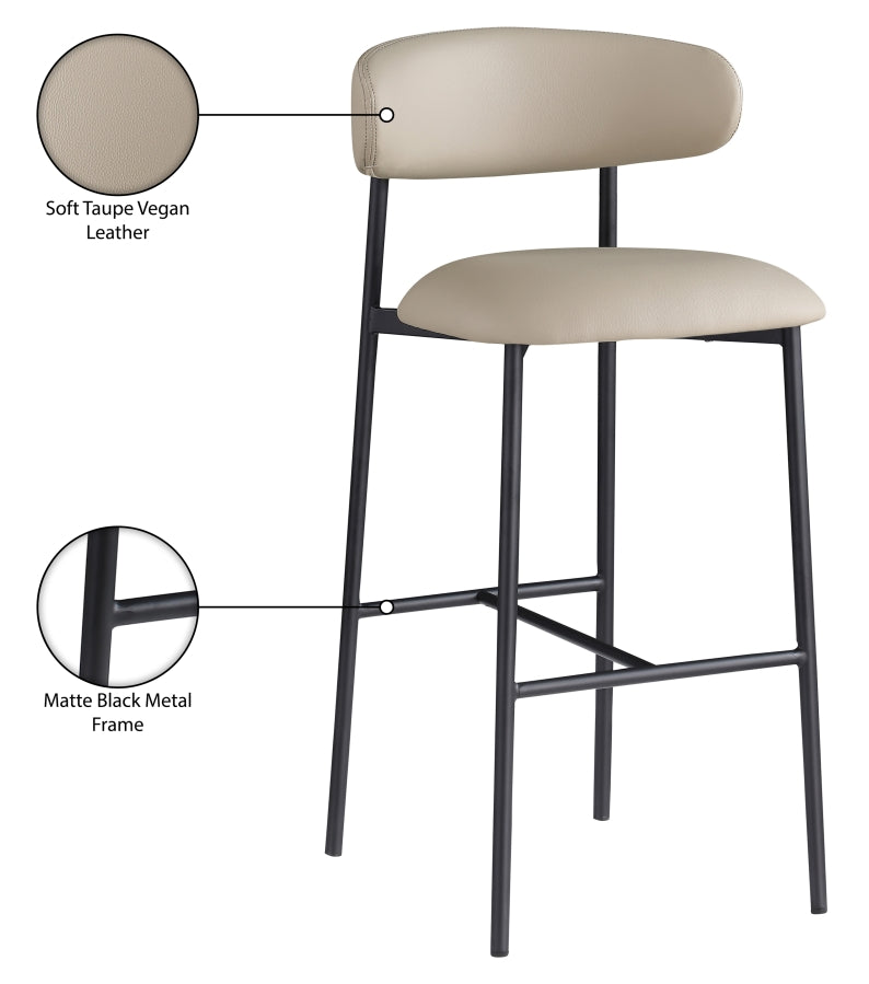 Lupita Vegan Leather Upholstered Bar Stool — 834-C - Taupe - 834Taupe-C Infographic