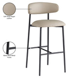 Lupita Vegan Leather Upholstered Bar Stool — 834-C - Taupe - 834Taupe-C Infographic