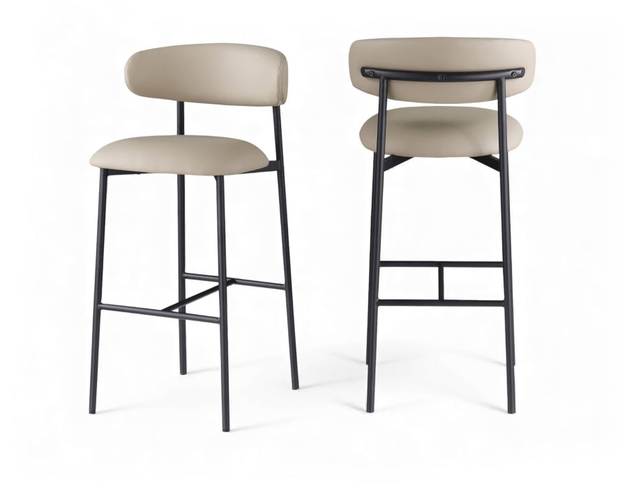 Lupita Vegan Leather Upholstered Bar Stool — 834-C - Taupe - 834Taupe-C Double Chair