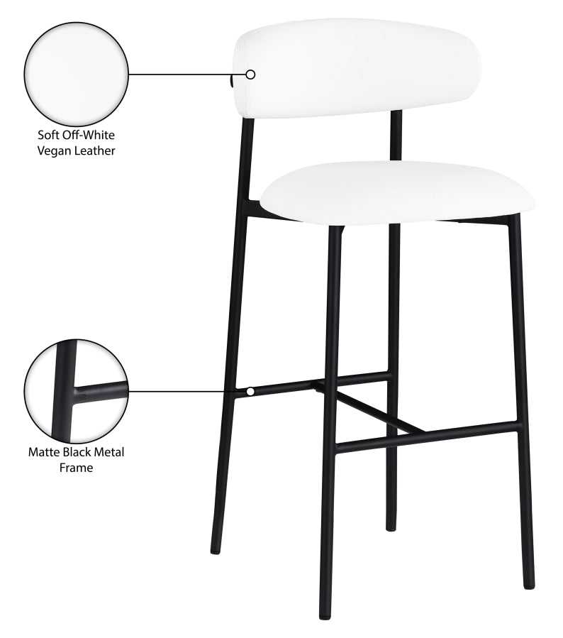 Lupita Vegan Leather Upholstered Bar Stool — 834-C - White - 834White-C Infographic