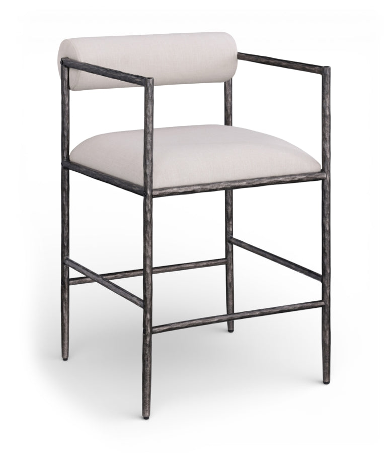 Axis Linen Textured Fabric Upholstered Counter Stool — 88098-C - Beige - 88098Beige-C