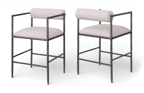 Axis Linen Textured Fabric Upholstered Counter Stool — 88098-C (Set of 2)
