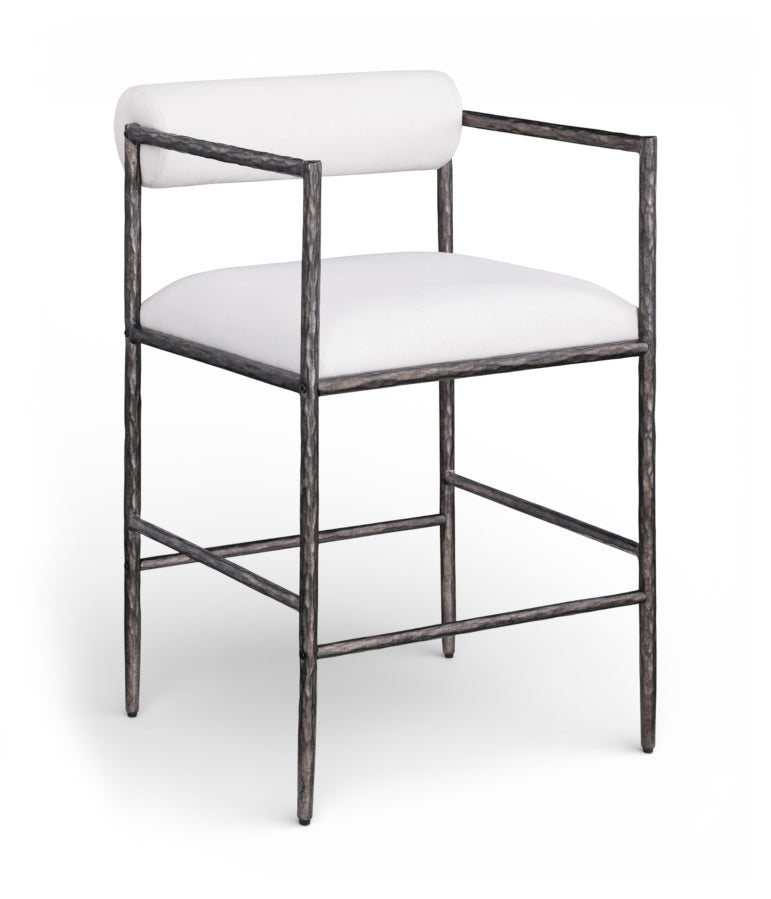 Axis Linen Textured Fabric Upholstered Counter Stool — 88098-C - Cream - 88098Cream-C