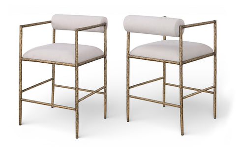 Axis Linen Textured Fabric Upholstered Counter Stool — 88099-C (Set of 2)