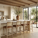 Atrium Cane Back And Vegan Leather Upholstered Seat Bar Stool — 77092-C - Cognac - 77092Cognac-C alternate view 1