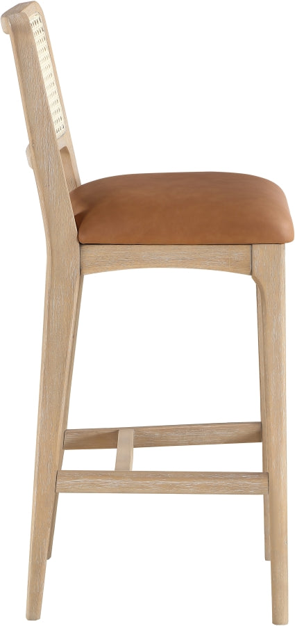 Atrium Cane Back And Vegan Leather Upholstered Seat Bar Stool — 77092-C - Cognac - 77092Cognac-C alternate view 3