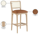Atrium Cane Back And Vegan Leather Upholstered Seat Bar Stool — 77092-C - Cognac - 77092Cognac-C Infographic