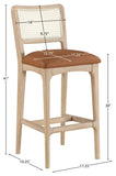 Atrium Cane Back And Vegan Leather Upholstered Seat Bar Stool — 77092-C - Cognac - 77092Cognac-C Dim