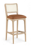 Atrium Cane Back And Vegan Leather Upholstered Seat Bar Stool — 77092-C - Cognac - 77092Cognac-C