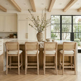 Atrium Cane Back And Vegan Leather Upholstered Seat Bar Stool — 77092-C - Cream - 77092Cream-C alternate view 1