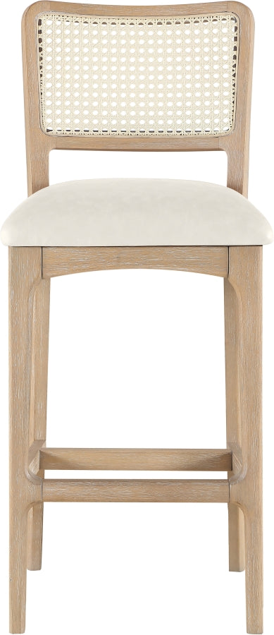 Atrium Cane Back And Vegan Leather Upholstered Seat Bar Stool — 77092-C - Cream - 77092Cream-C alternate view 2