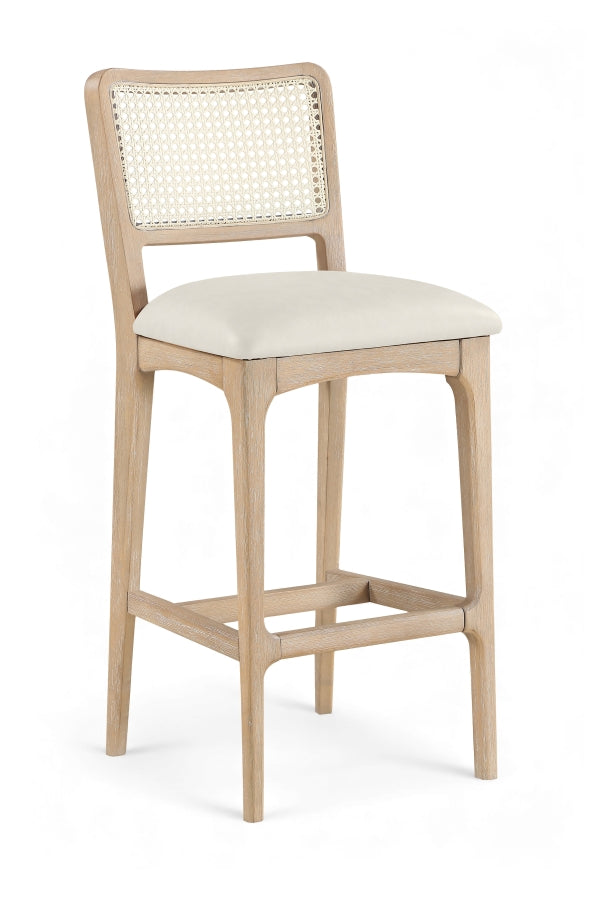 Atrium Cane Back And Vegan Leather Upholstered Seat Bar Stool — 77092-C - Cream - 77092Cream-C
