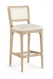 Atrium Cane Back And Vegan Leather Upholstered Seat Bar Stool — 77092-C - Cream - 77092Cream-C