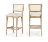 Atrium Cane Back And Vegan Leather Upholstered Seat Bar Stool — 77092-C - Cream - 77092Cream-C Double Chair